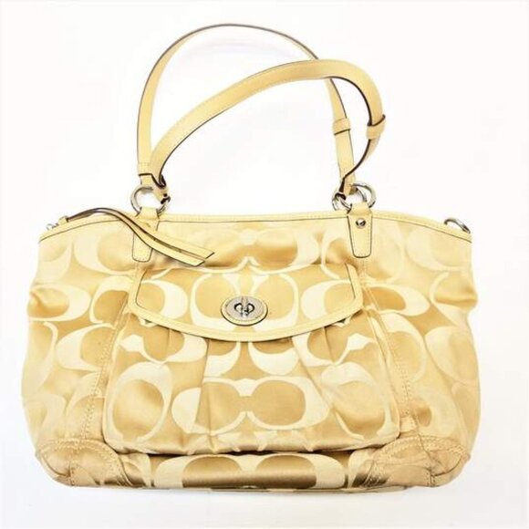 Coach  Leah Signature Tote Canvas in Gold Khaki Large - Picture 1 of 16